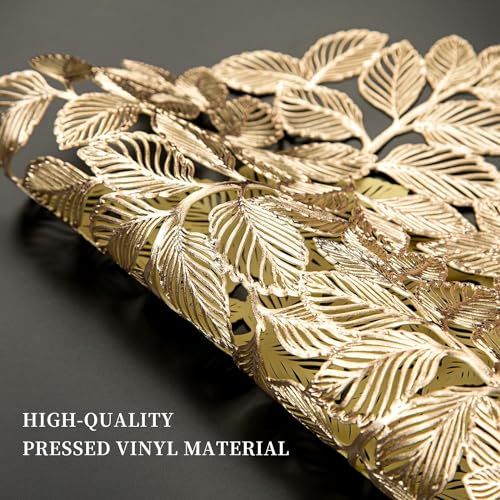 Image of Dakshya Industries Set of 2 PVC Waterproof Round Table Placemats 38x38 cm - Heat Resistant, Non-Slip Dining Table Mats (Gold)