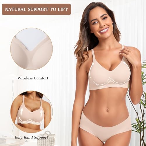 OEAK Womens Wireless Bras Comfortable Push Up Bra No Underwire Bra Full Support Lift Bralette Everyday Seamless Tshirt Bras2