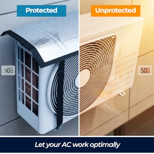 Image of LifeKrafts AC Outdoor Unit Cover for Split AC 1 Ton & 1.5 Ton | Aluminium AC Outdoor Unit Protector | Heat-Insulated Weather-Resistant AC Cover | 100x40 cm | Pack of 1