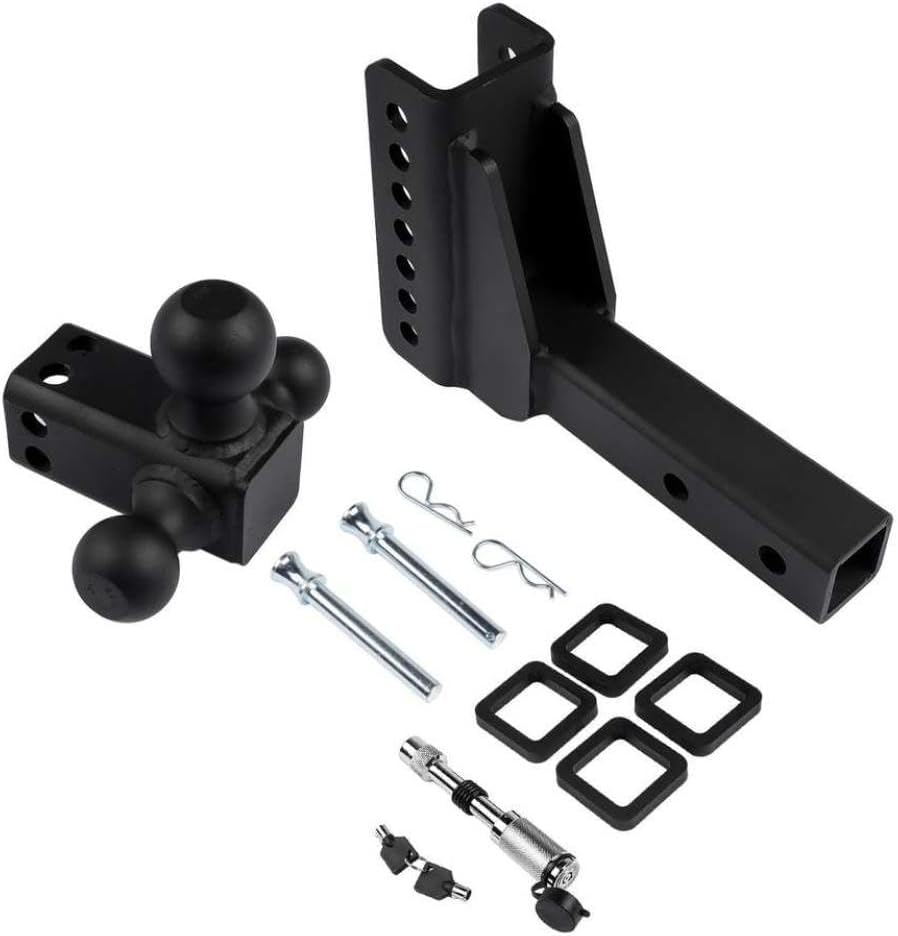 Adjustable Trailer Hitch with 6 Inch Drop Tri Ball 1-7/8 Inch 2 Inch 2-5/16 Inch for 2 Inch Receiver