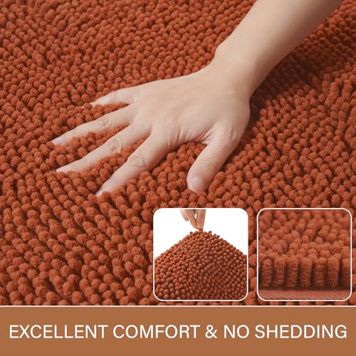 LOCHAS Luxury Bathroom Rug Shaggy Bath Mat 24 x 60 Inch, Burnt Orange by LOCHAS - Used condition - Image 3