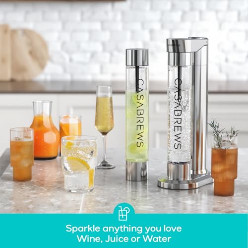 CASABREWS EDGE Soda Streaming Machine, Stainless Steel Sparkling Water Maker with Dual Safety Valves, BPA Free Bottle Soda Maker Carbonates Water, Wine, Juice, Uses 60L CO2 Carbonators (NOT Included). - Thumbnail 7