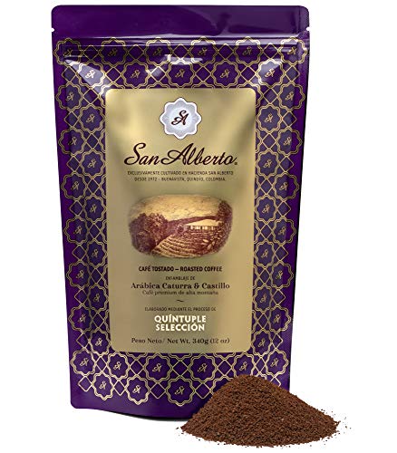 San Alberto Ground Coffee Single Origin With Caramel and Soft Dark Chocolate Notes Arabica Specialty Colombian Black Coffee Medium Roast 12 Oz