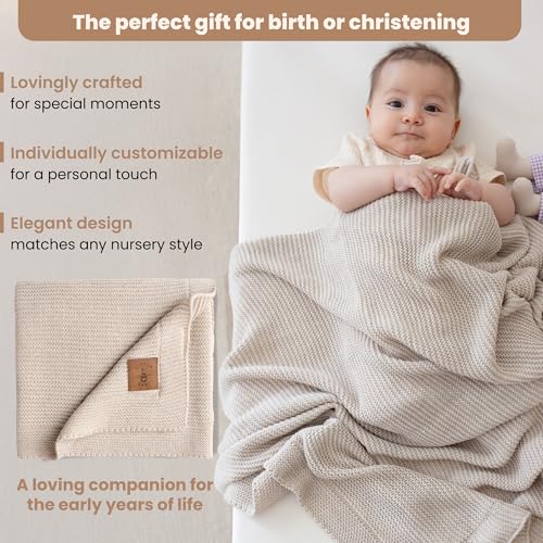 Image of Soft Knit Baby Blanket 30x40 in, Stone - Oeko-Tex Certified, Breathable Swaddle & Receiving Blanket for Newborns, Crib & Stroller, Machine Washable