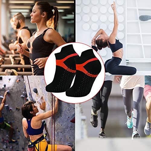 4 Paare Yoga Socken Schwarz Anti Rutsch Größe 35-43, Pilates Socken rutschfest mit Noppen Stoppersocken für Damen, Herren – Bild 7