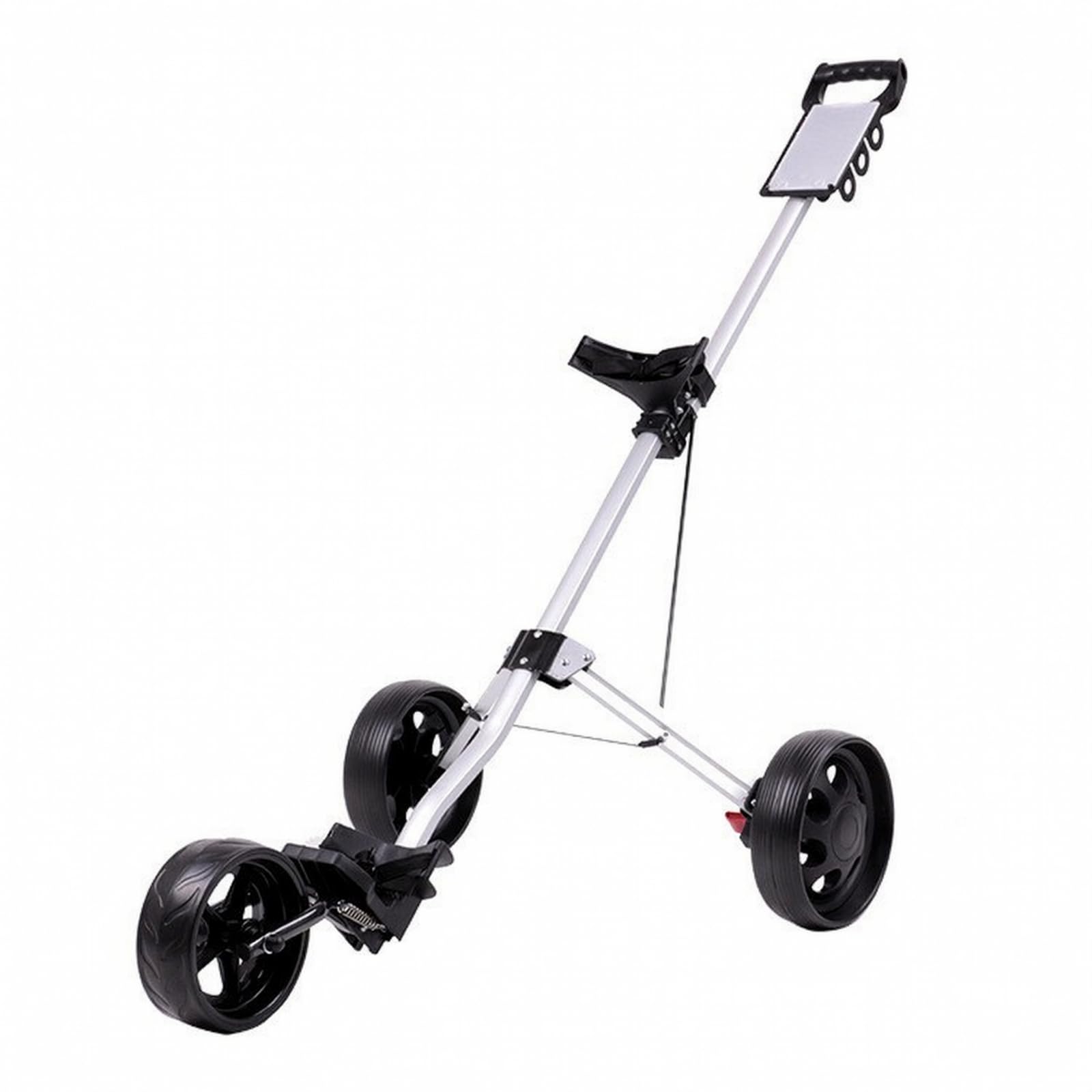 MERIGLARE Chariot de Golf Pliable Chariot Poussette Trolley Équipement avec Support Triangulaire et Poignée Ergonomique Longue Stabilité et Durabilité Adapté aux Parcours Déplacements en en Voiture | Compact, Chariot Golf à 3 Roues, Golfeurs