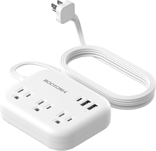 Cable de extensión de enchufe plano de 10 pies detrás de los muebles, cable ultrafino debajo de la alfombra, alfombra, puerta, cable de extensión