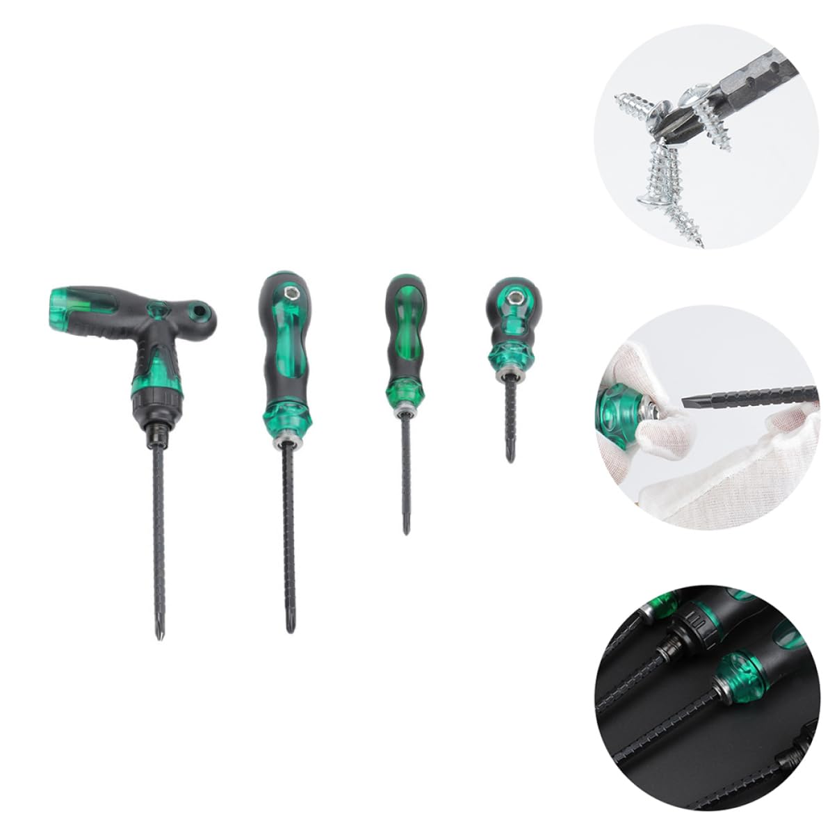 Set Di Cacciaviti A Cricchetto Telescopici in Acciaio Impugnature Ergonomiche Antiscivolo Per Riparazione E Smontaggio Utensili