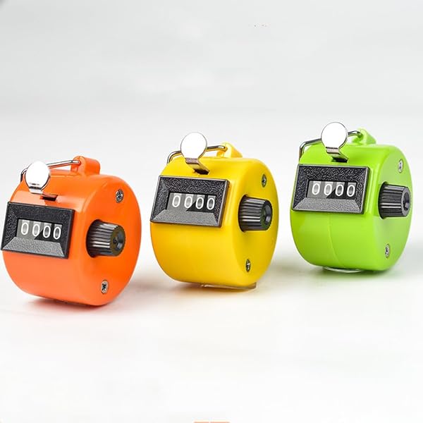 3 Pezzi Contatore Manuale, Metallo Mano Contatori di Conteggio, Digitale Tally Counter Display a 4 Cifre - 1