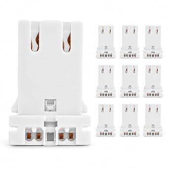 OSALADI 10 Pack Non-Shunted T8 T12 Lamp Holders, Fluorescent Lamp Socket Replacements, Turn-Type U-Bend Tombstone Sockets for Medium Bi-Pin Tube Lights, White