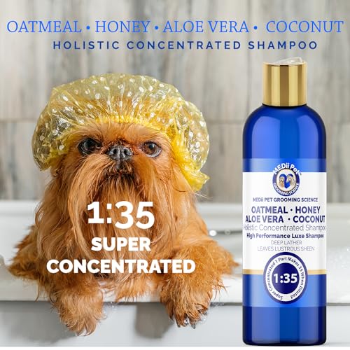 Image of Oatmeal Aloe Honey Coconut Dog Shampoo - Soothing Relief for Itchy Skin, Allergy Support, Rejuvenates Fur- Gentle Formula for All Breeds 16oz SUPER Concentrate Makes 4 gallons.Dogs Earthbath