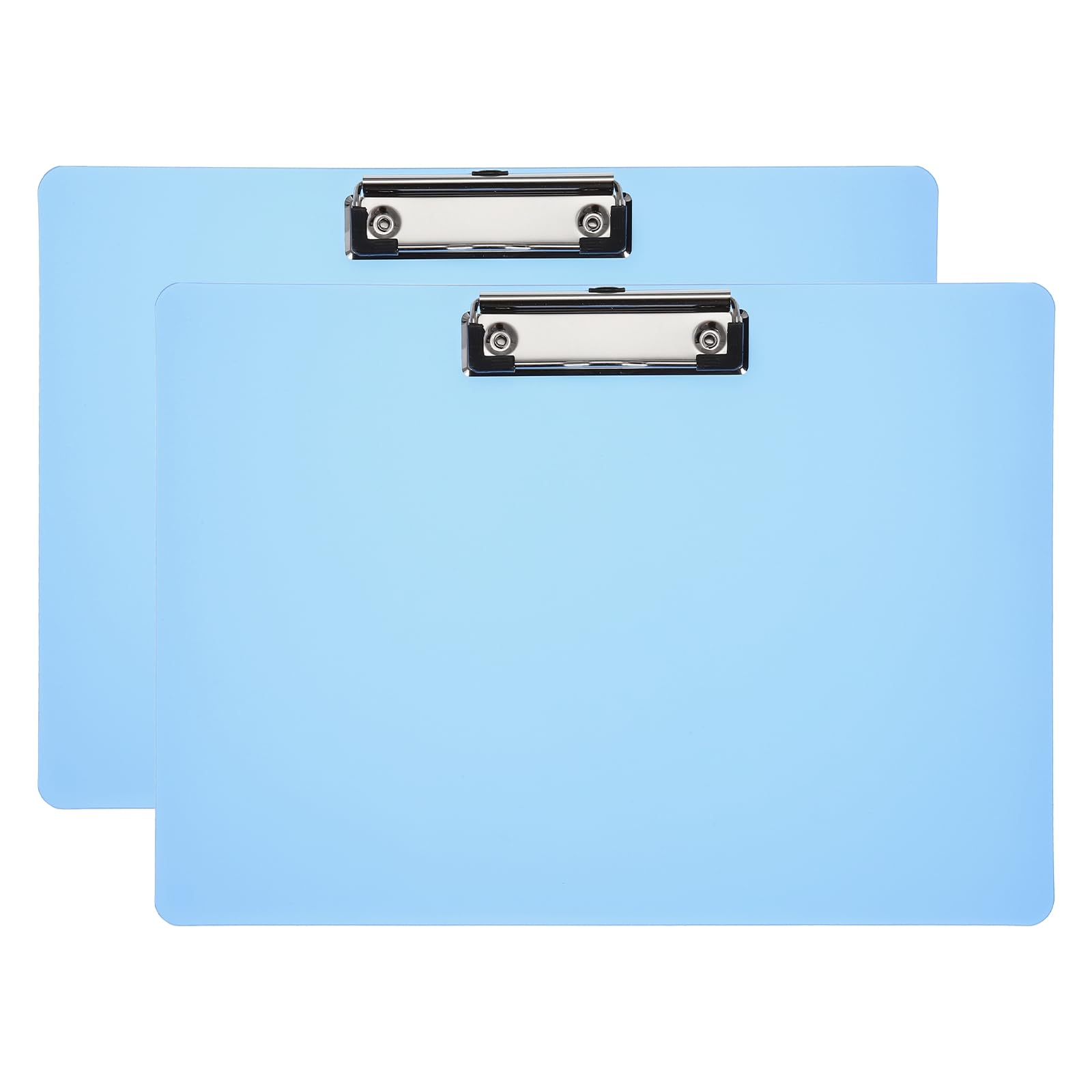 PATIKIL 12.4 x 8.86 Inch Clipboard Landscape, 2 Pack A4 PP Plastic Office Clipboards Low Profile Clip for Office Drawing Sketching Blue
