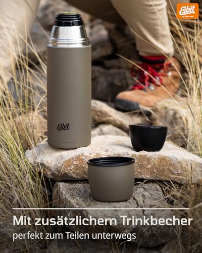 Esbit Classic Isolierflasche 1L - Thermoskanne für warm & kalt - Thermosflasche mit 2 Bechern - Trinkflasche Edelstahl - Auslaufsicher… – Ansicht 5