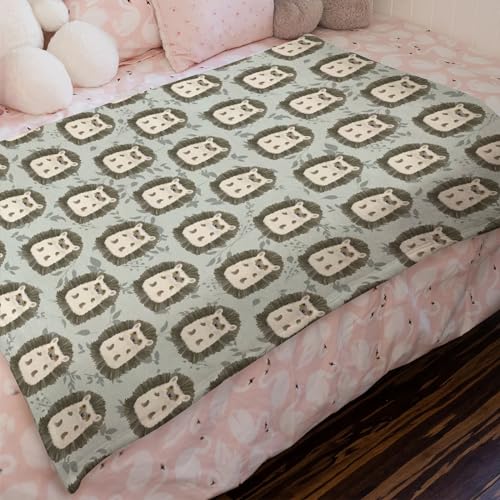 Image of Cute Hedgehog Green Leaves Baby Blanket for Boys Girls Hedgehog Animal Flannel Swaddle Blanket Soft Receiving Blankets for Nursery Stroller Toddler Bed Baby Carseat Crib Playmat 40x50