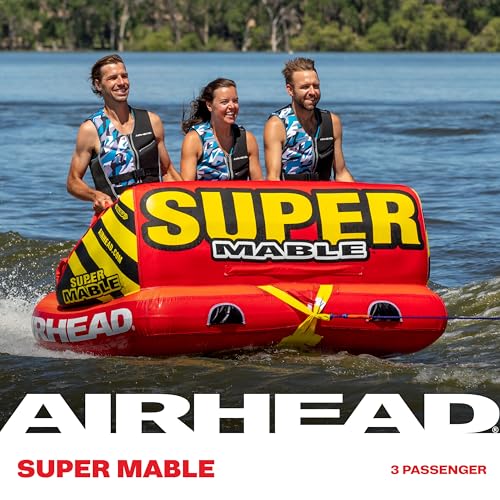 Image of Airhead Mable Towable Tube for Boating, 1-4 Rider Inflatable Boat Tube for Water Tubing, Heavy Duty Full Nylon Cover, EVA Foam Pads, Dual Tow Point, Patented Speed Safety Valve