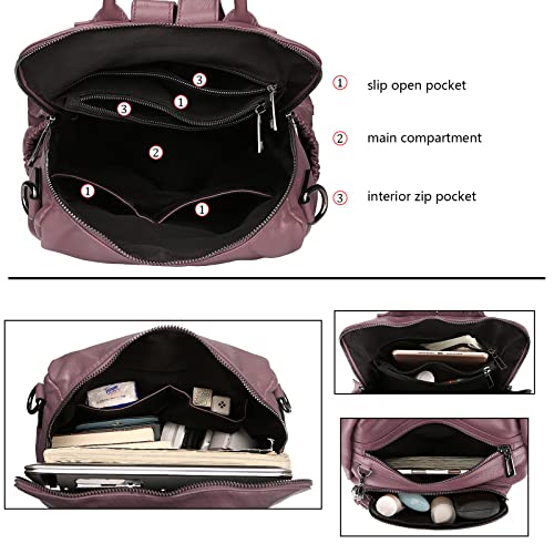 Image of Uromee Travel Backpack Purse for Women Vegan Leather Ladies Fashion Tassel Shoulder Bag Convertible