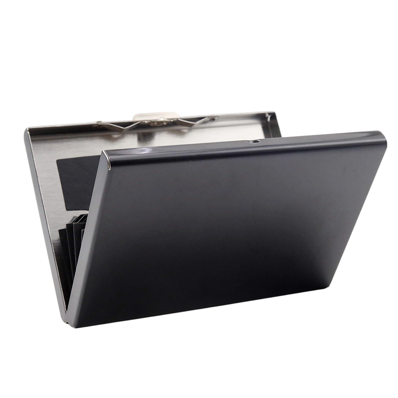 Credit Card Holder Black Stainless Steel Credit Card Protector Case with Buckle