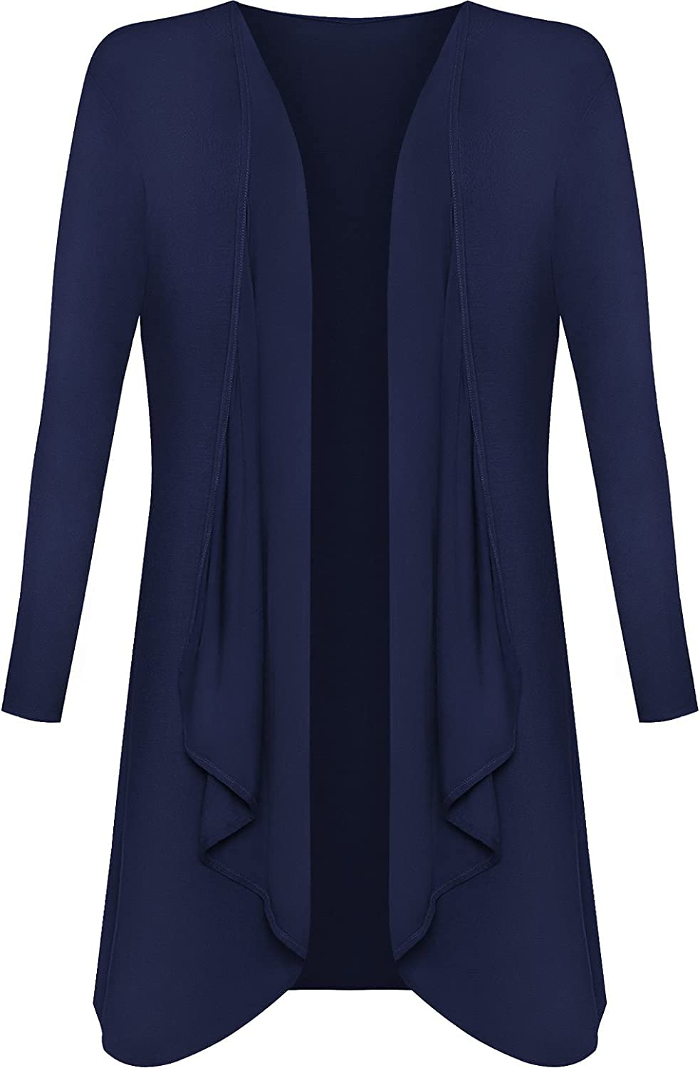 Wearall Women's Navy Blue Plus Size Long Sleeve Plain Cardigan Open Waterfall Top 20/22