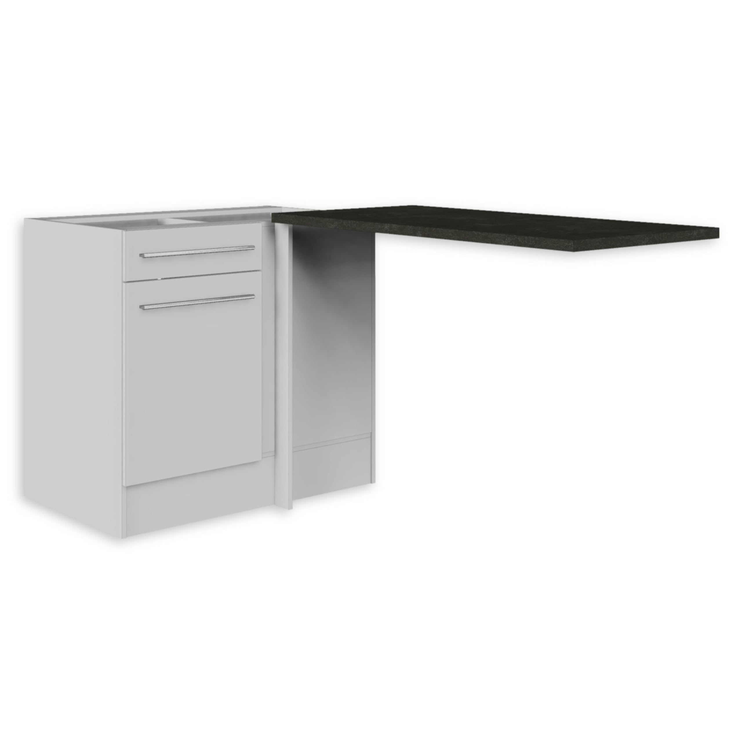 Jazz Moderner Eckschrank Küche mit Arbeitsplatte – Weiß Hochglanz, 115 x 90 x 60 cm