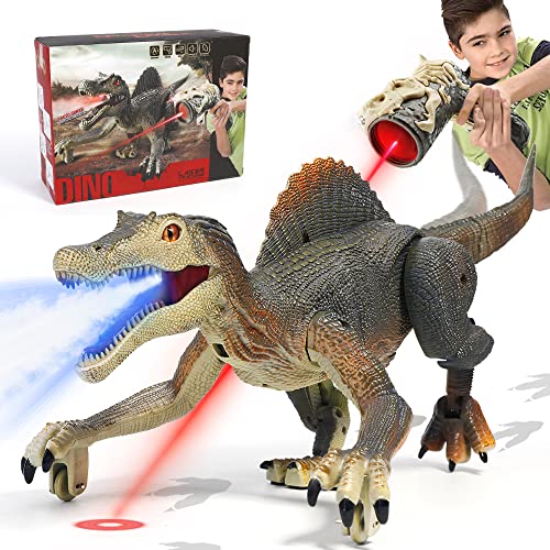FRUSE Dinosaure Telecommandé Enfant,Jouet avec Traçage Lumière et Brume de Pulvérisation,Alimentés par Batterie Rechargeable,Electric pour Garçons et...