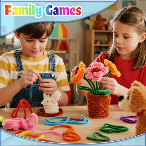 Image of Orange Pipe Cleaners Crafts,100pcs Chenille Stem,DIY Arts and Crafts Supplies for Halloween /Christmas Room Decor Indoor,Art Supplies for Kids,Stem Toys for Ages 5-7,Teen Girl Gifts,Handmade Flower