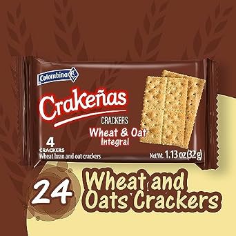 Colombina Crakenas Wheat And Oats Crackers - 6 Packs of Premium Saltine Crackers Individually Wrapped w/4 Cracker Each (24 count)(6.77 oz lbs/192 gr)
