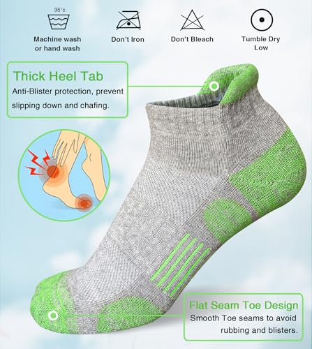 Womens Athletic Running Cotton Socks Thick Cushioned Anti-blister Wicking Ankle Socks 5 Pairs2