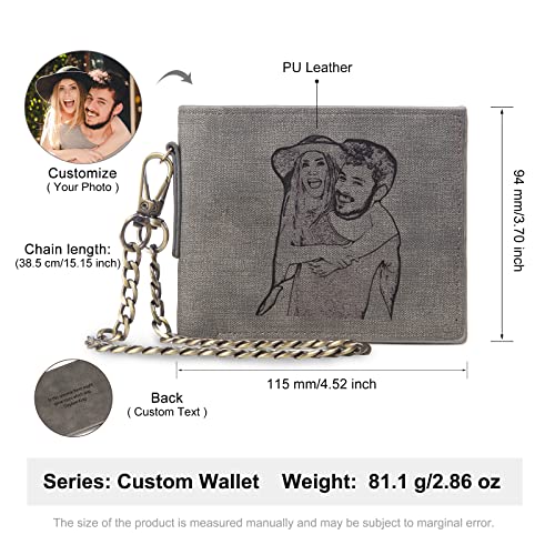 Gemszoo Custom Photo Wallet with Chain Personalized Engraved Picture and Name Wallet Gift for Men Dad Him Husband (Style 1)4