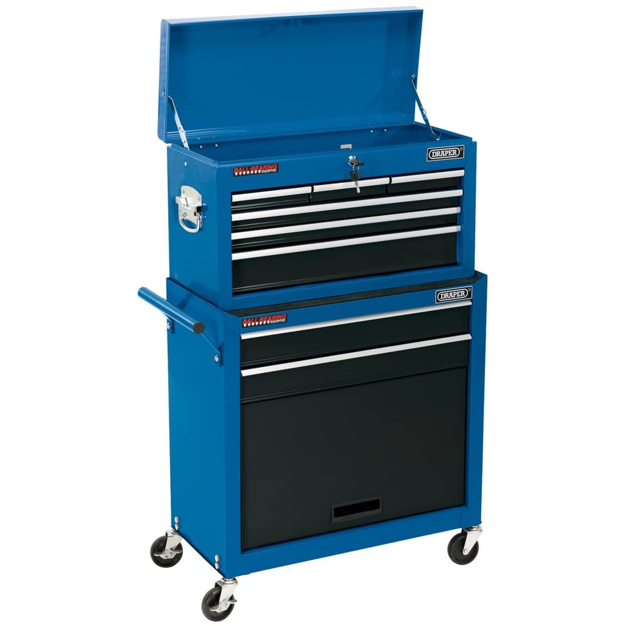 Draper Tools 51177 - Carrello portautensili con ruote e 2 cassetti, con cassettiera superiore a 5 cassetti