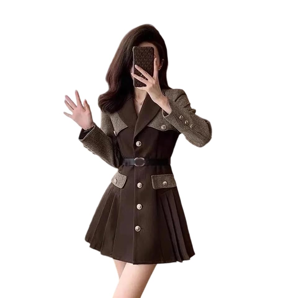 Lady Style Blazer Tweed Dress Short Sleeve Slim Women Suit Skirt
