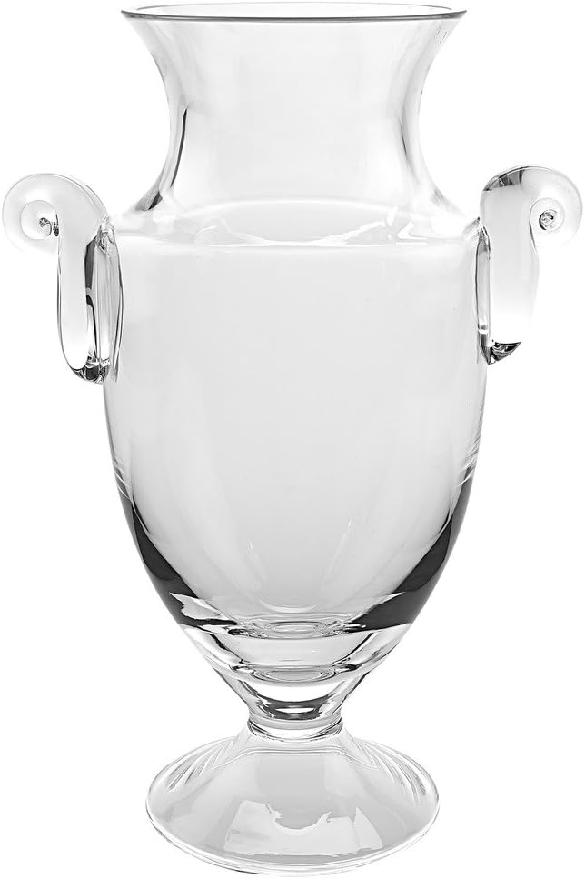 Badash Champion Crystal Flower Vase - 12" Tall Glass Vase in Unique Mouth-Blown Trophy/Urn Shape - Fine European Handcrafted Lead-Free Crystal Home Decor