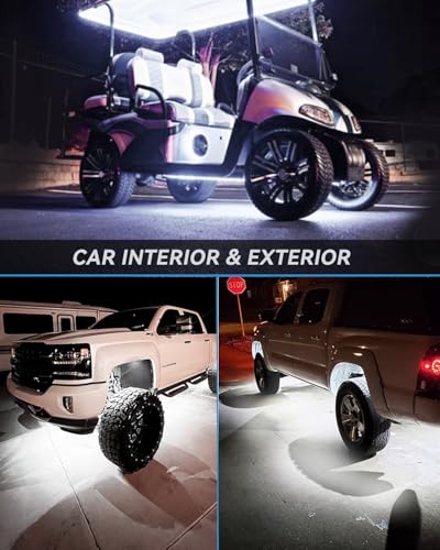 Image of 12V Led Light Strip 24 inch Connectable White Led Strip Lights for Cars Golf Cart Motorcycle Boat Trucks Waterproof Interior& Exterior, 4Pack