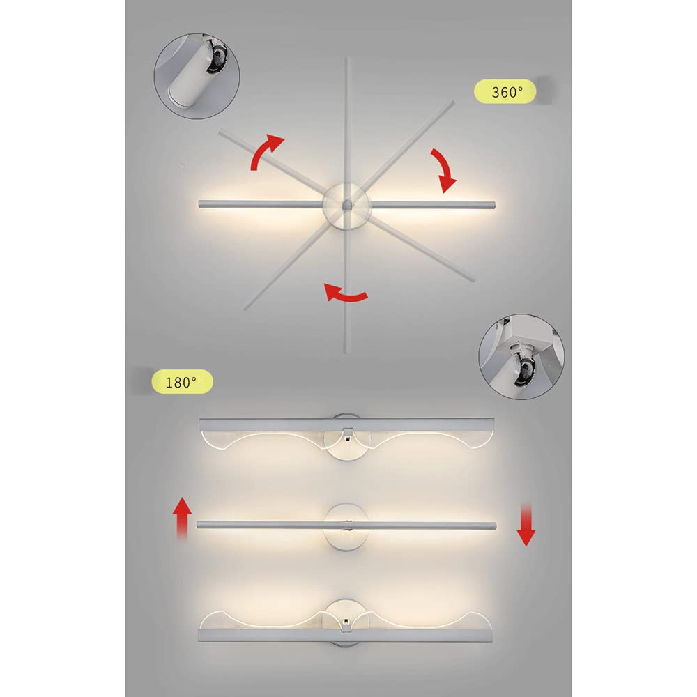 Nowoczesna lampa czołowa Led 12 W z funkcją regulacji obrotu o 360° 180°, kreatywne długie oświetlenie ścienne do toaletki, prosta metalowa lampa ścienna z kloszem