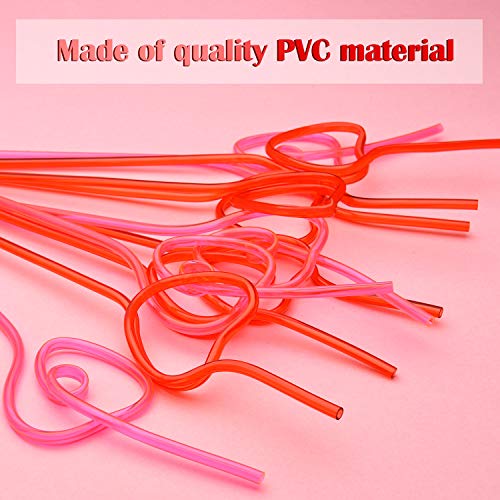 40 pitillos plásticos en forma de corazón rojos y rosados miniatura 3