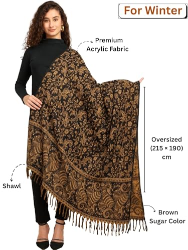 Image of KE KANHA EXPORTS shawl for women winter|stole for women|shawls for women|warm winter wrap|multicolor|Over Size|215cmx190cm|Thread Work
