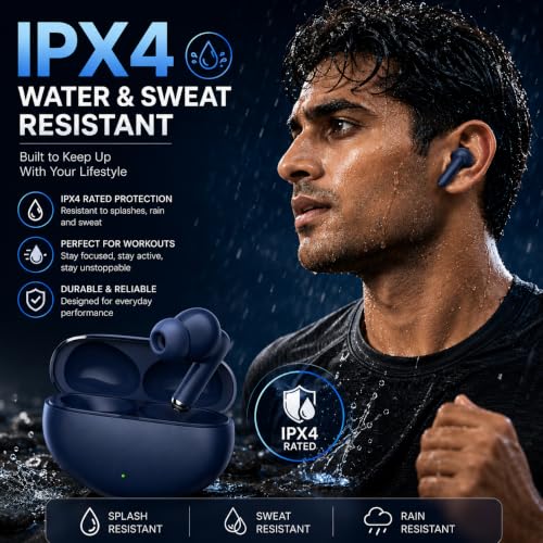 Image of NORD Buds 3 Truly Wireless in Ear Earbuds with 50H Playtime, AI-ENC Mic, 45ms Low Latency Gaming, 13mm Bass Drivers, Type-C Fast Charging, Made in India, Touch Controls, IPX5 Ear Buds TWS. Navy