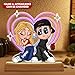 Y2K Couple Retro Heart Personalized Acrylic LED Night Light, Anniversary, Valentine's Day Gift for Him for Her - Trendy 2000s Aesthetic Room Decor Custom Name Lamp Romantic Bedroom Light