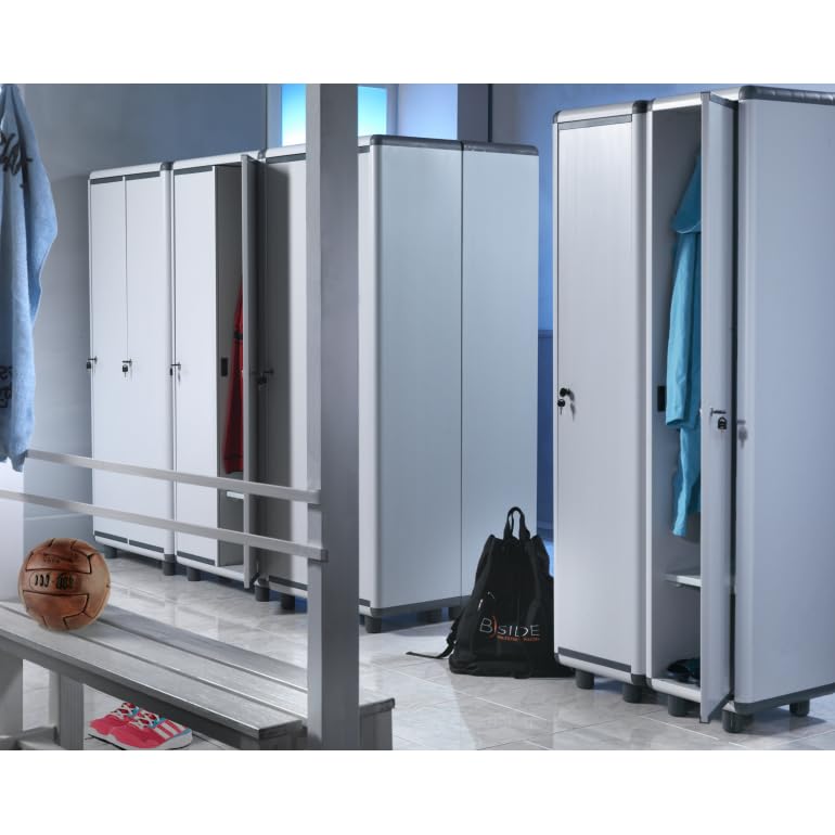 Armoire EASY dressing gris en résine 39x39x175h cm Porte simple avec serrure et clé