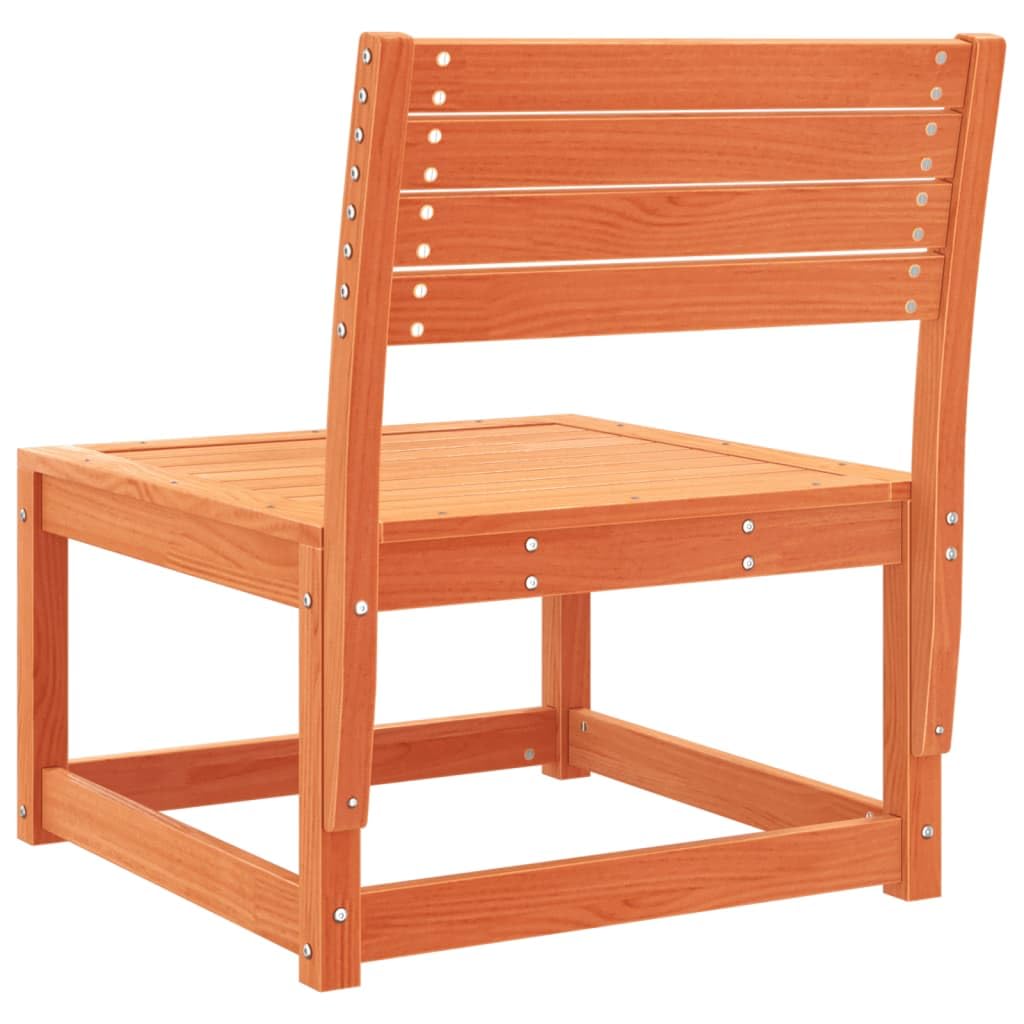 Sofá de jardín marrón cera de madera maciza de pino modular para exteriores sin reposabrazos, duradero y estable, con respaldo para terraza, jardín, diseño de listones