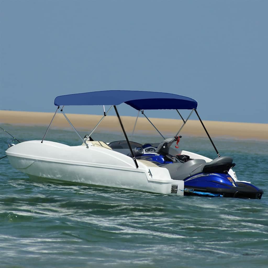 Bimini Top - Tettuccio parasole a 4 archi, per barche, 243 x (230-244) x 137 cm, colore: blu marino