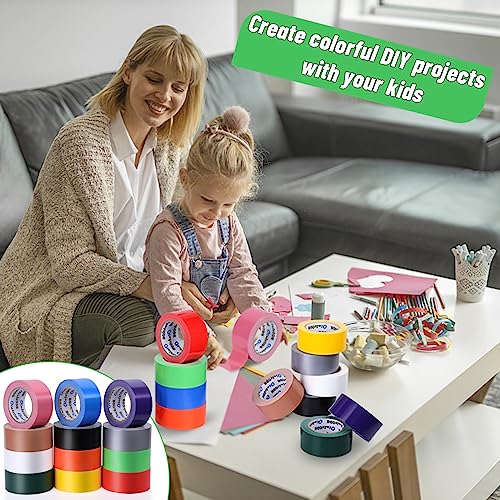 Image of Rainbow Colored Duct Tape Bulk 2 Inch x 360 Yards,12 Bright Duct Tape Assorted Colors Rolls, Waterproof Heavy Duty Duct Tape, Colored Duct Tape Multipack for Arts Home Office School DIY Craft
