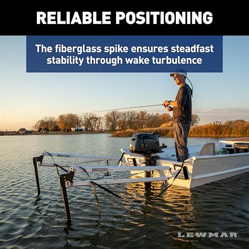 Image of Lewmar Vector 8' Manual Shallow Water Anchor, Pull Rope, White, 69600948 | No Hoses, Pumps or Wires, Gas-Spring Fiberglass Spike, Powder-Coated Aluminum, Flexible Mounting, Boats Up to 22' or 3,000 lb