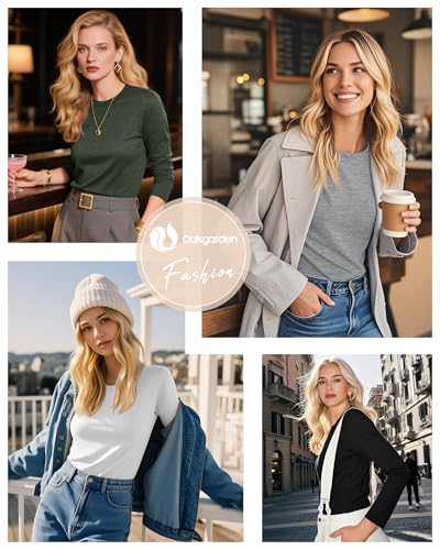 8 Pack Womens Long Sleeve Shirts Casual Basic Tops Crew Neck Undershirts Stretch Layering Tee Shirts 2025 Fall4