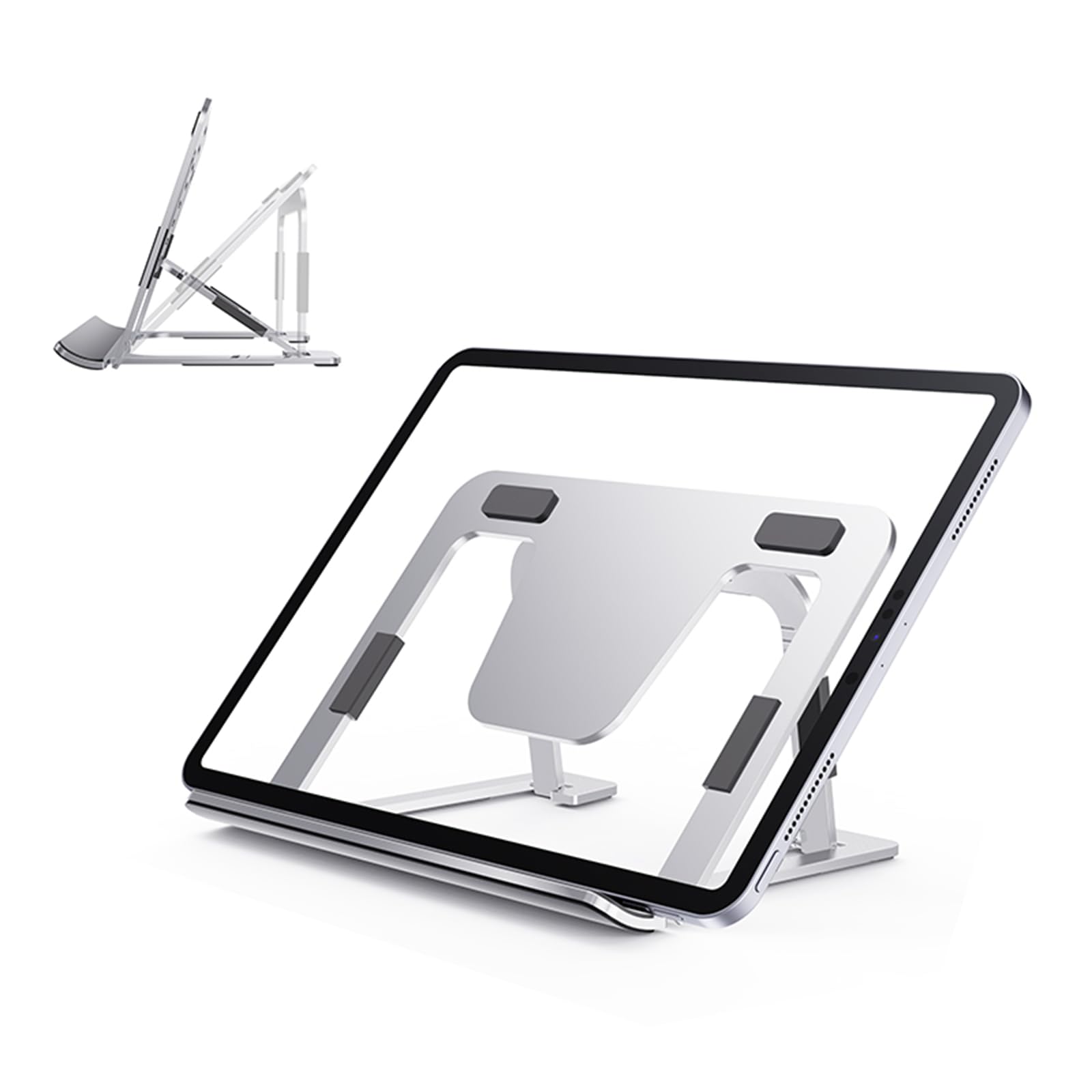 Portable Monitor Stand for Desk Drawing Tablet Stand Ergonomic 8-Level Adjustable Height Travel Foldable Aluminum Alloy Desktop Tablet