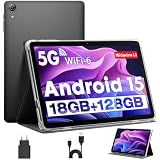 Tablet 10 Pollici, Tablet Android 15 con Cover, Unisoc T30 Quad-Core, 18 GB RAM + 128 GB ROM + 1 TB TF, Display HD IPS 1280x800, Fotocamera Doppia 5MP+8MP, 6000 mAh, WiFi 6, BT 5.0, Widevine L1 (K70)