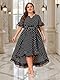 LapaPlus Übergröße Damen Elegante Partykleider Abendkleider Tupfen Mesh Maxikleid Sommerkleid Freizeitkleid mit Taschen