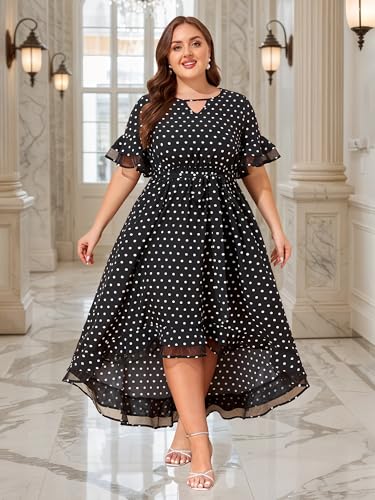 ZNU Womens Plus Size Evening Party Dresses Elegant Retro Cocktail Dress 2025 Summer Mesh Ruffle Sleeves Flowy Maxi Dress3