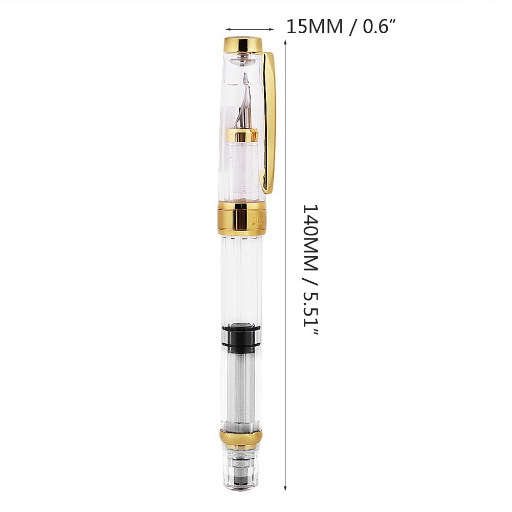4er Set Kolben-Füllfederhalter – Transparent Mit Goldfeder, 0,5 Mm Feinheit | Für Schule, Büro & Kreative