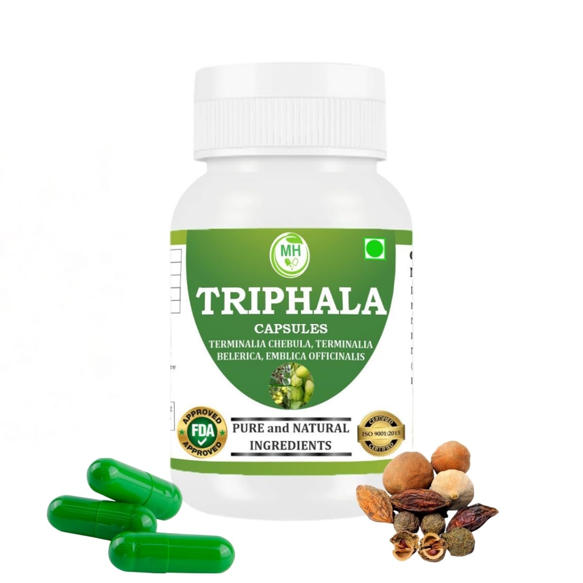 TRIPHALA Capsules – 60 Veg Capsules | Blend of Amla, Haritaki & Bibhitaki | Natural Ayurvedic Herbal Supplement | Plant-Based Formula | Pack of 1