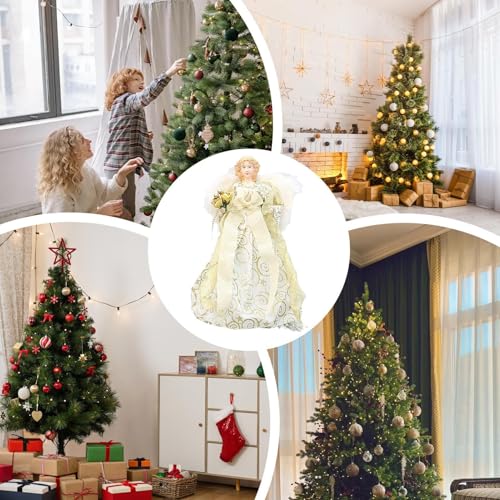 Ángel para árbol de Navidad blanco con alas figura decorativa elegante de 30cm 5